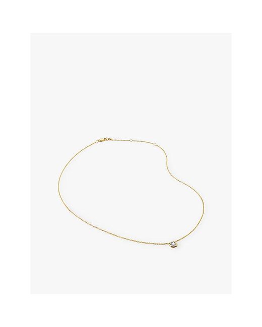 Monica Vinader White Solitaire 18Ct-Plated Vermeil Sterling- And 0.06Ct Lab-Grown Diamond Necklace