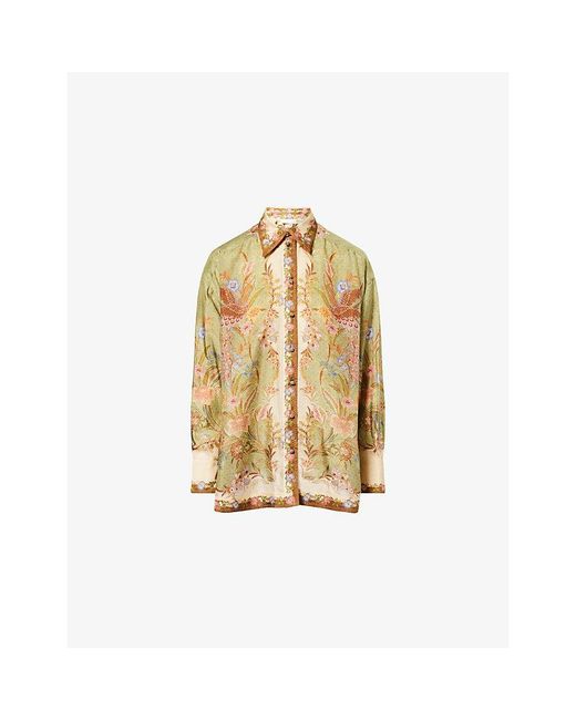 Zimmermann Metallic Indra Printed Silk Shirt