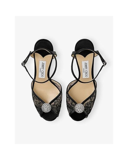 Jimmy Choo White Sacora 85 Lace And Leather Heeled Sandals