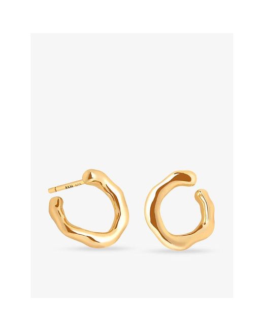Astrid & Miyu Metallic Molten Orbit Small 18Ct-Plated Sterling- Hoop Earrings