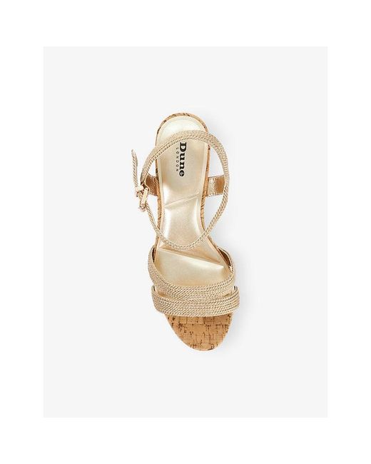 Dune Natural Kipling Woven Wedge Sandals