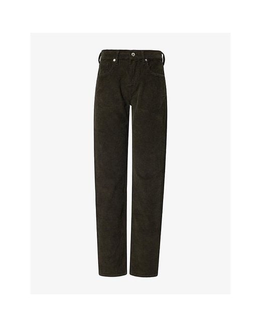 7 For All Mankind Black Slimmy Corduroy Cotton-Blend Trousers for men