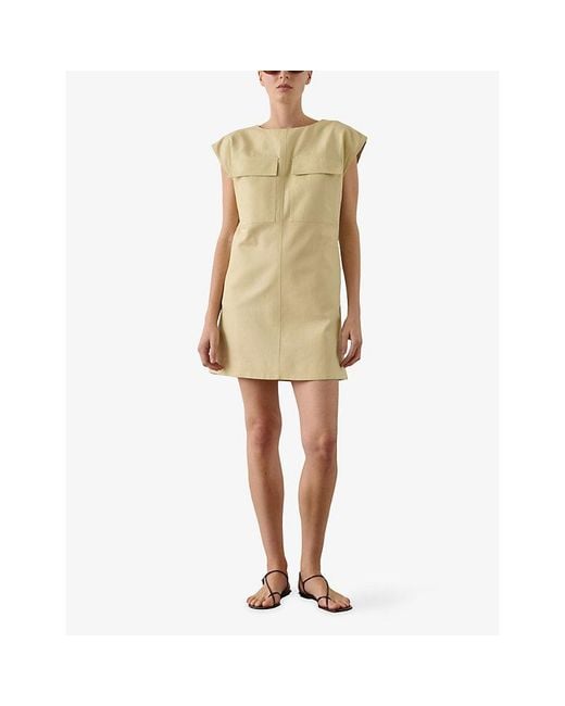 Soeur Natural Imane Flap-Pocket Cotton And Linen Mini Dress