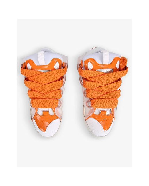 Lanvin Orange Curb Lace-Up Leather And Pvc Low-Top Trainers for men
