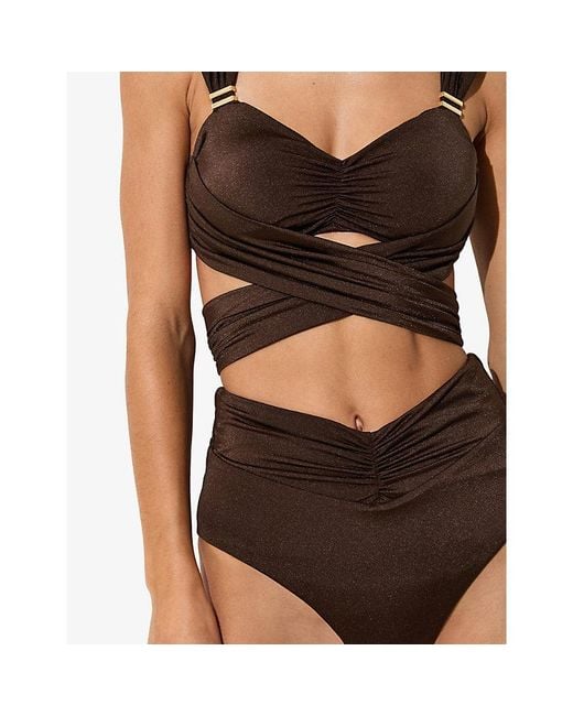 Reiss Black Maisie Ruched Bikini Bottoms