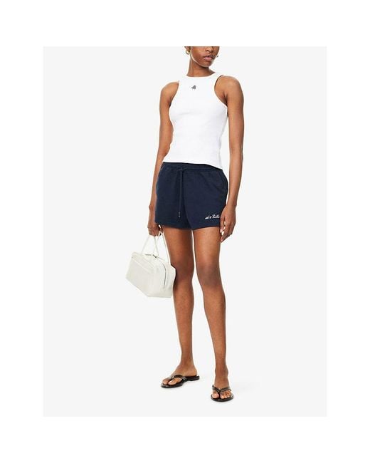 4th & Reckless White Everyday Racer Logo-Embroidered Cotton-Jersey Vest Top