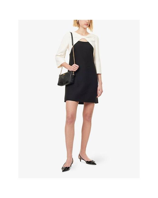 Valentino Garavani Black Bow Long-Sleeves Wool And Silk Mini Dress