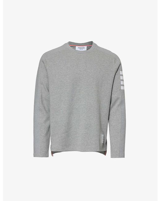 Thom Browne Gray Four-bar Brand-patch Cotton-jersey T-shirt for men