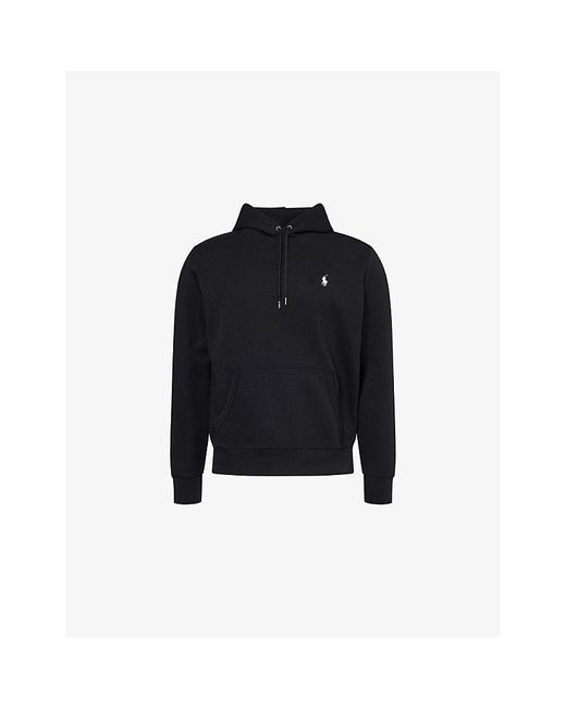 Polo Ralph Lauren Black Logo-Embroidered Knit-Tech Stretch-Cotton Hoody for men