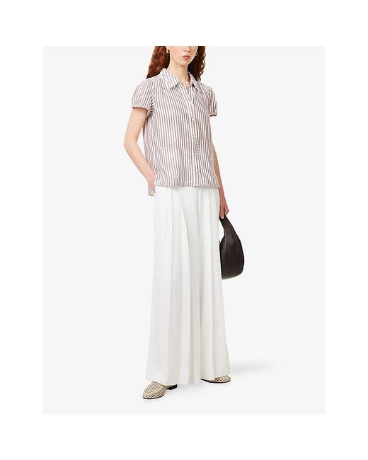 ME+EM White Satin Back Crepe Wide-Leg Woven Trousers