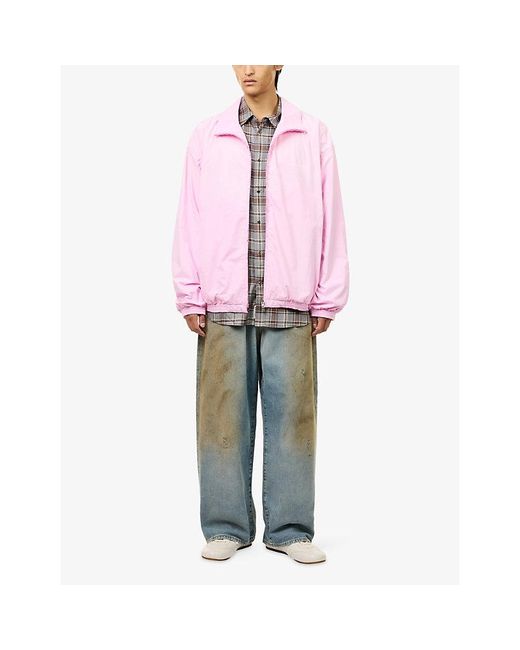 Acne Pink Olando Logo-Print Cotton Track Jacket for men