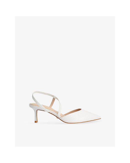 Dune White Charming Woven Sling-Back Courts