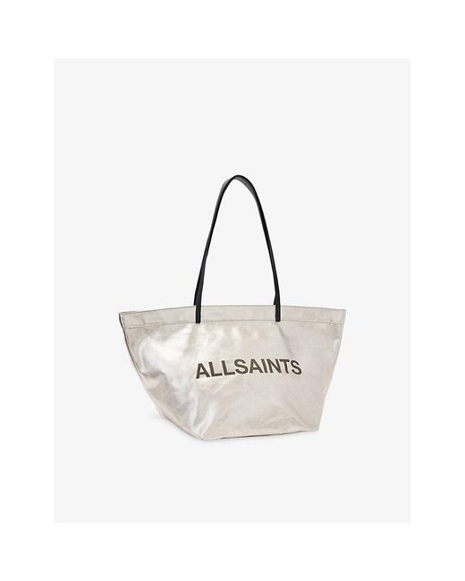 AllSaints White Serafina Canvas Tote Bag
