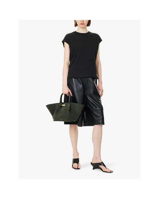 Theory Black Bind Boxy-Fit Cotton Top