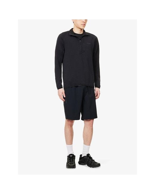 Salomon Blue Essential Zip-Pocket Stretch-Woven Sweatshirt for men