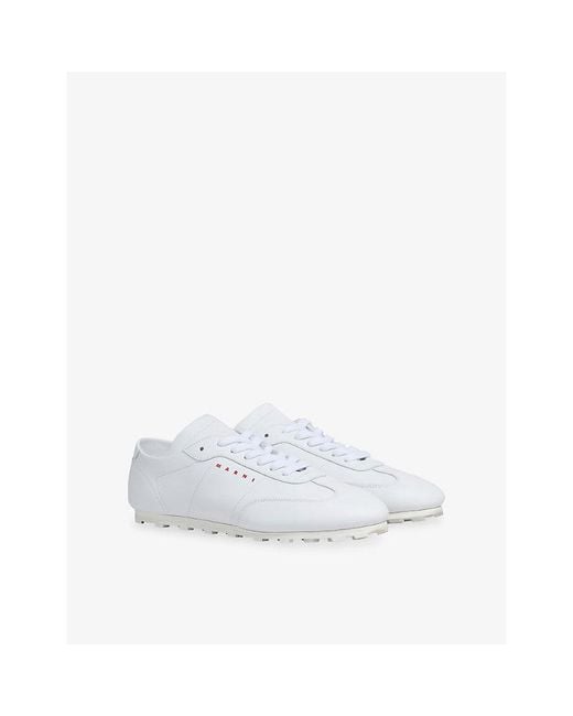 Marni White Softy Soccer Leather Low-Top Trainers
