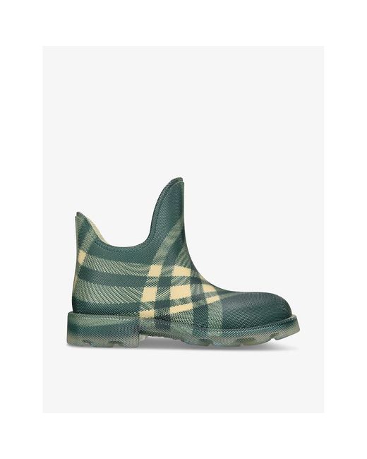 Burberry Green Marsh Checked Rubber Ankle Boots for men
