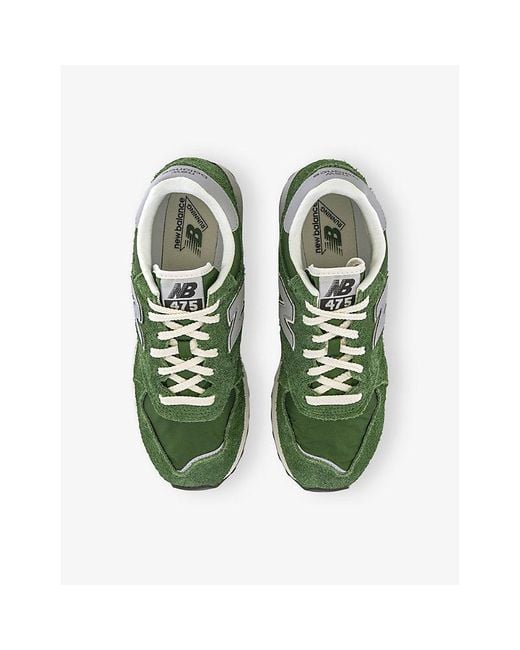 New Balance Green 475 Logo-Embroidered Suede And Mesh Low-Top Trainers for men
