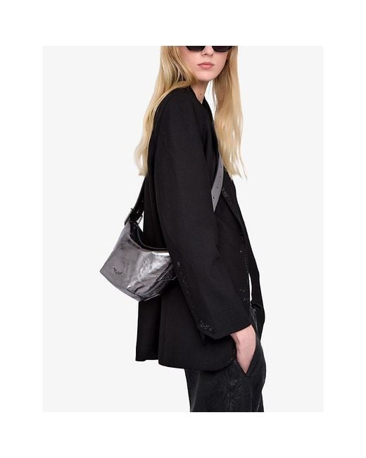 Zadig & Voltaire Gray Baby Jane Metallic-Leather Shoulder Bag