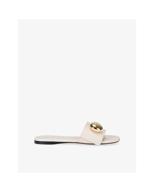 Loewe White Pebble Flat Leather Slides