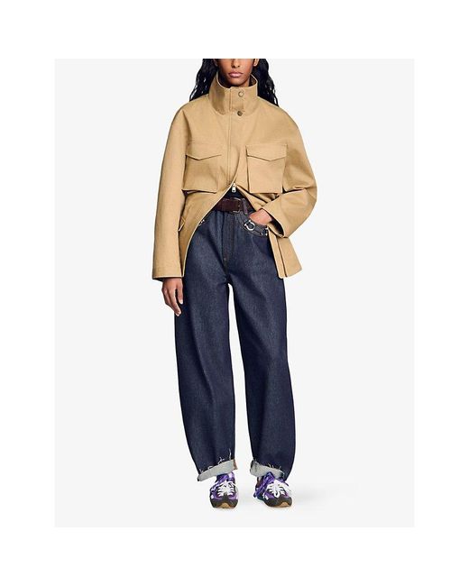 Sandro Blue Barrel-Leg High-Rise Denim Jeans