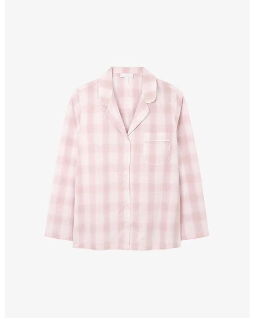 The White Company Pink Relaxed-fit Checked Organic-cotton Pyjama Shirt X