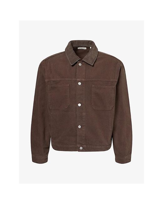 FRAME Brown Relaxed-Fit Denim Utility Jacket for men