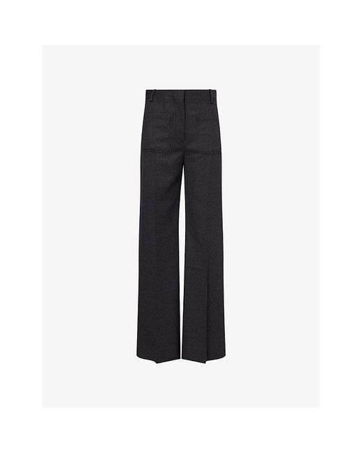 Victoria Beckham Blue Alina Tailored Wool-Blend Trousers