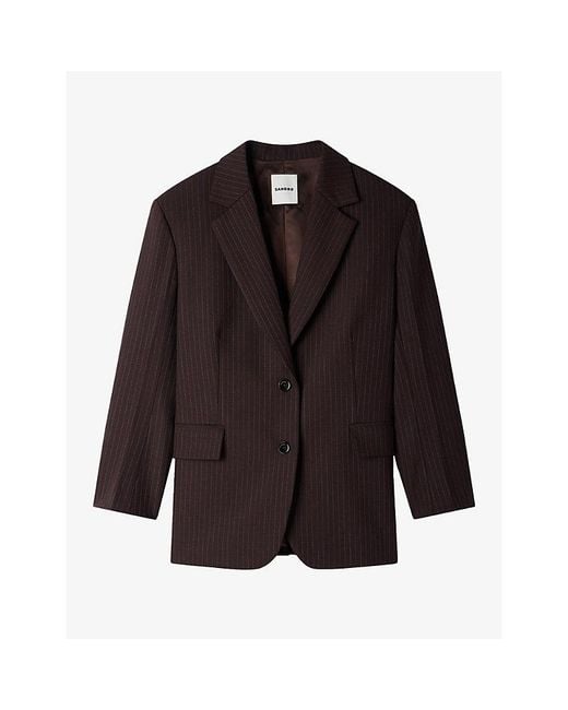 Sandro Multicolor Pinstriped Single-Breasted Woven Blazer