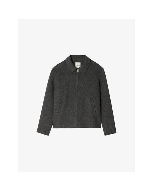 Sandro Black Double-Faced Long-Sleeve Wool-Blend Jacket for men