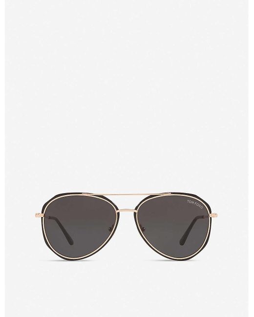 Tom Ford Ft0749 Vittorio Metal And Acetate Pilot Sunglasses in Gray for