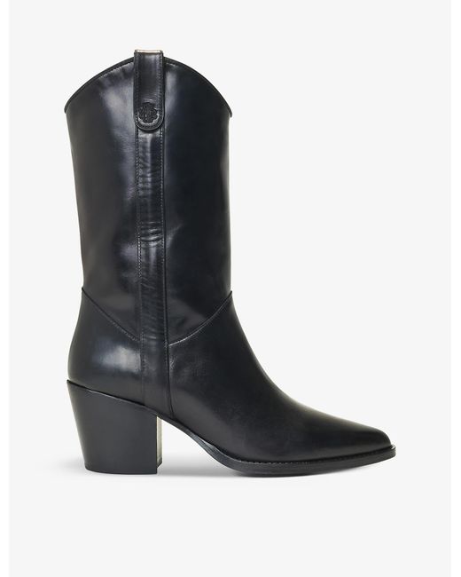 Maje Pointedtoe Heeled Leather Cowboy Boots in Black Lyst Canada