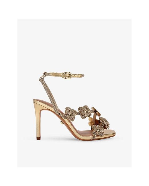 Carvela Kurt Geiger Petalo Rhinestone-Embellished Metallic Faux-Leather Heeled Sandals