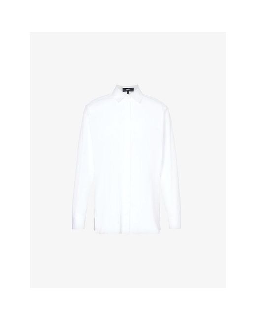 Theory White Pearlescent-button Regular-fit Cotton-blend Shirt X