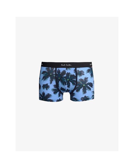 Paul Smith Blue Branded-waistband Stretch-organic Cotton Trunks X for men