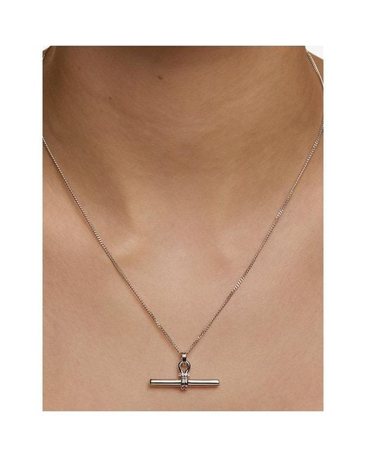 Astrid & Miyu Metallic Hardware T-Bar 925 Sterling Pendant Necklace