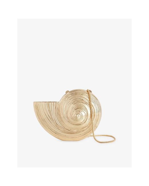 Jonathan Simkhai Natural Marion Seashell Metal Clutch Bag