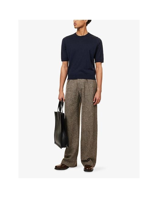 John Smedley Blue X Bill Nighy Short-Sleeve Merino Wool Top for men
