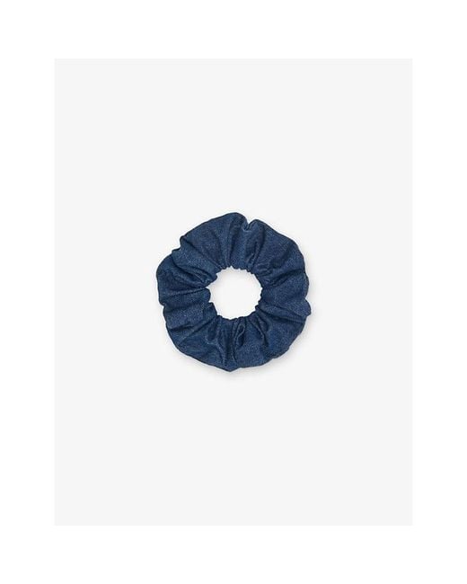 Maje Blue Branded Denim Scrunchie