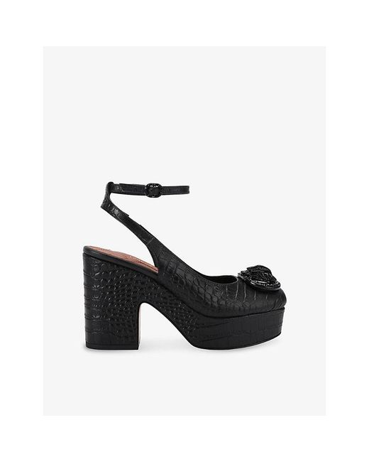Kurt Geiger Black Chelsea Platform Sling-Back Leather Heels