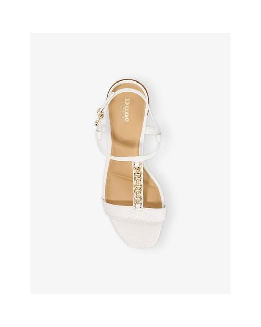 Dune White Josina Snaffle Leather Heeled Sandals