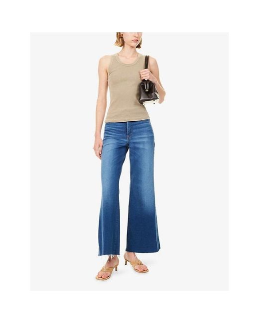 GOOD AMERICAN Blue Soft Tech Good Waist Palazzo Stretch-Denim Ankle Jeans