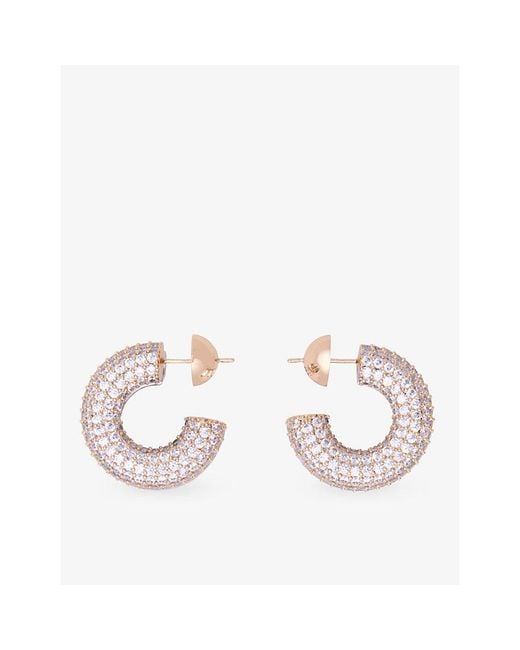 Maje Metallic Half-Hoop Rhinestone Metal And Crystal Hoop Earrings