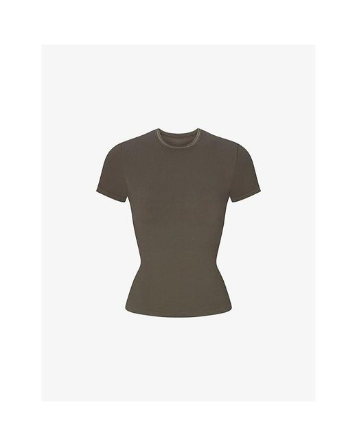 NikeSKIMS Gray Ribbed Seamless Baby Tee Jersey T-Shirt
