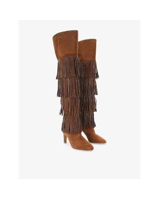 Kurt Geiger Brown Shoreditch Heeled Suede Over-The-Knee Boots