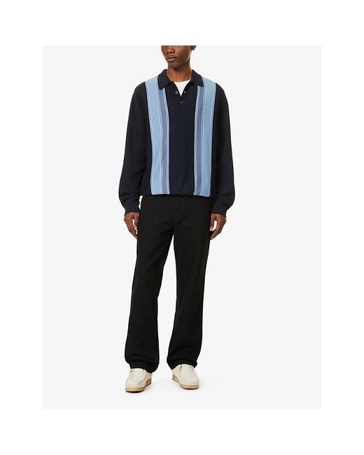Carhartt Blue Dark Vy Kendricks Striped Cotton-knit Polo Shirt for men