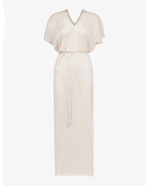 Max Mara White Macao V-neck Knitted Cover-up