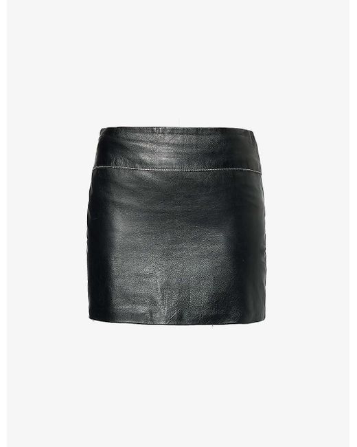 Reformation Black Vintage Bcbgmaxazria Slim-fit Leather Mini Skirt