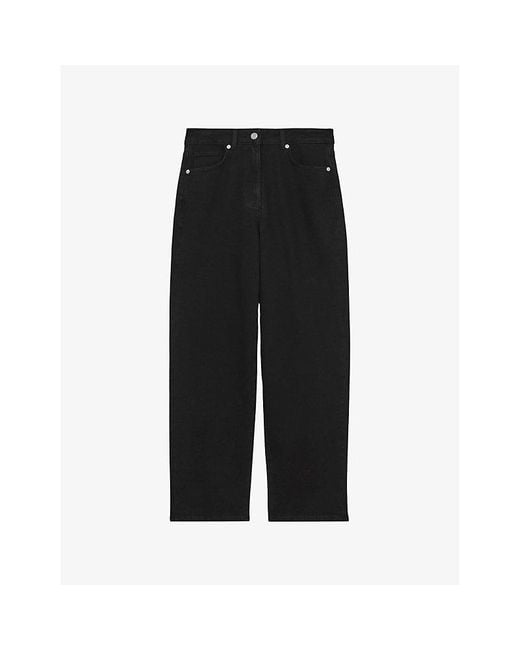 Reiss Black Selin Mid-Rise Straight-Leg Denim Jeans