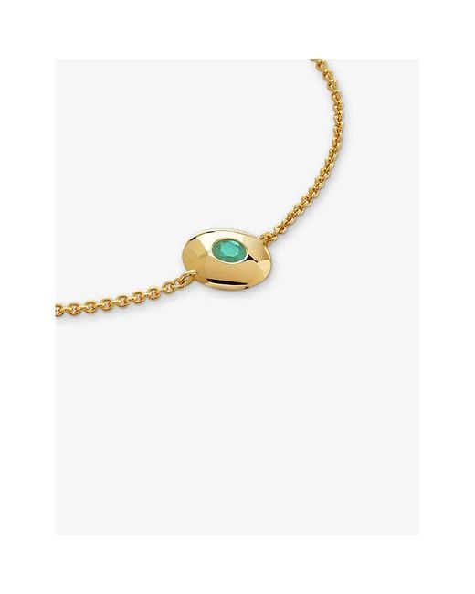 Monica Vinader Metallic May Birthstone 18Ct Vermeil-Plated Sterling And Emerald Bracelet